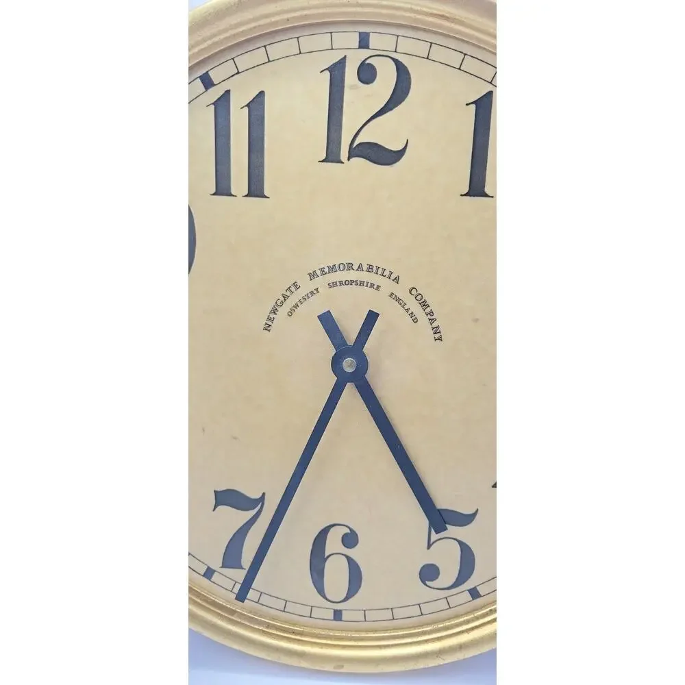 Newgate Memorabilia Wall Clock Distressed Gold Vintage Farmhouse England...